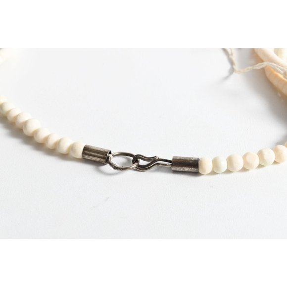 Vintage 1980s Bone Light Aqua Blue Long Necklace | 30" Length - Picture 7 of 9